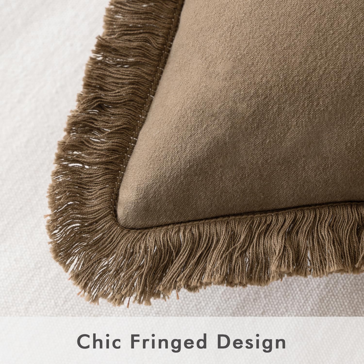 Miulee Pillow Covers Boho Farmhouse 22X22 Set Of 2 Decorative Brown Couch Pillow Covers With Fringe Chic Cotton Throw Pillows Home Decor Accents For Cushion Sof Bed Living Room